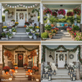 Seasonal porch decorations with flower-filled summer